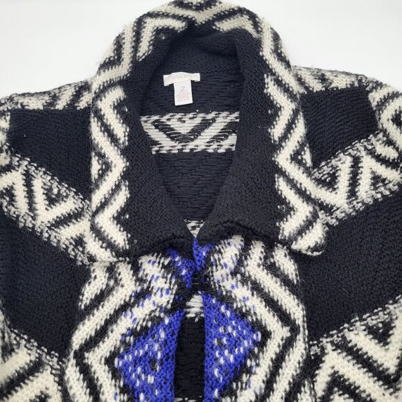 Chico's Size 2 Women's Black Blue Chevron Geometric Knit Long Cardigan Sweater - Picture 9 of 9